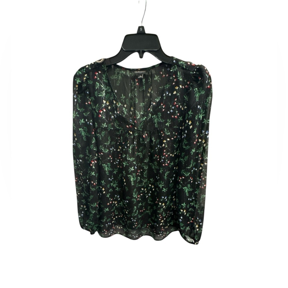 Banana Republic Women’s Sheer Long Sleeve Floral Top: Holiday Colors: Small - Picture 2 of 9